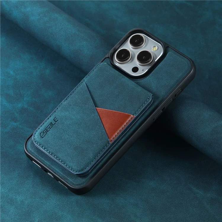 ESEBLE E2 Magnetische Hülle für iPhone 15 Pro mit RFID-Blockierung, Retro-Leder-Rückseite mit abnehmbarem Kartenfach - Grün