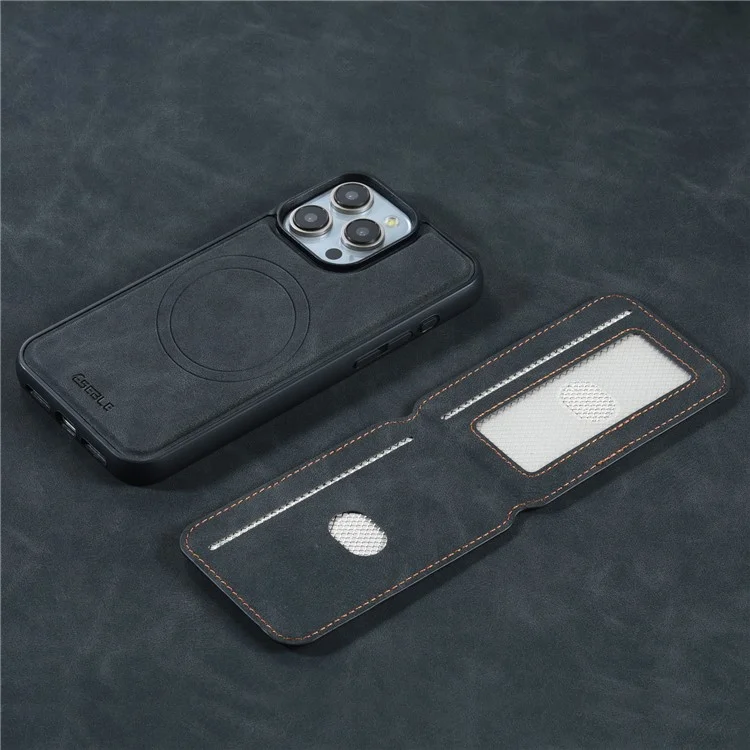 ESEBLE E2 Magnetische Hülle für iPhone 14 Pro Max mit RFID-Blockierung, Retro-Leder-Rückseite mit abnehmbarem Kartenfach - Schwarz