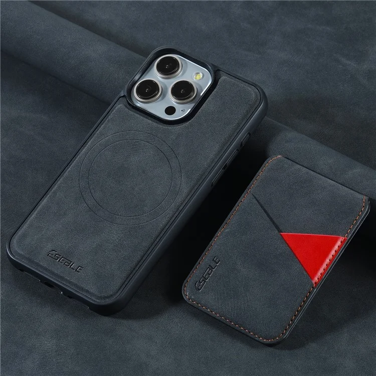 ESEBLE E2 Magnetische Hülle für iPhone 14 Pro Max mit RFID-Blockierung, Retro-Leder-Rückseite mit abnehmbarem Kartenfach - Schwarz