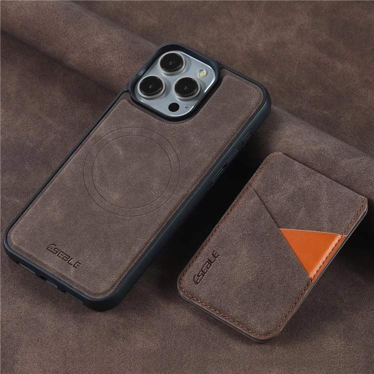 Coque magnétique ESEBLE E2 pour iPhone 14 Pro avec protection RFID, en cuir rétro avec porte-carte amovible - Café