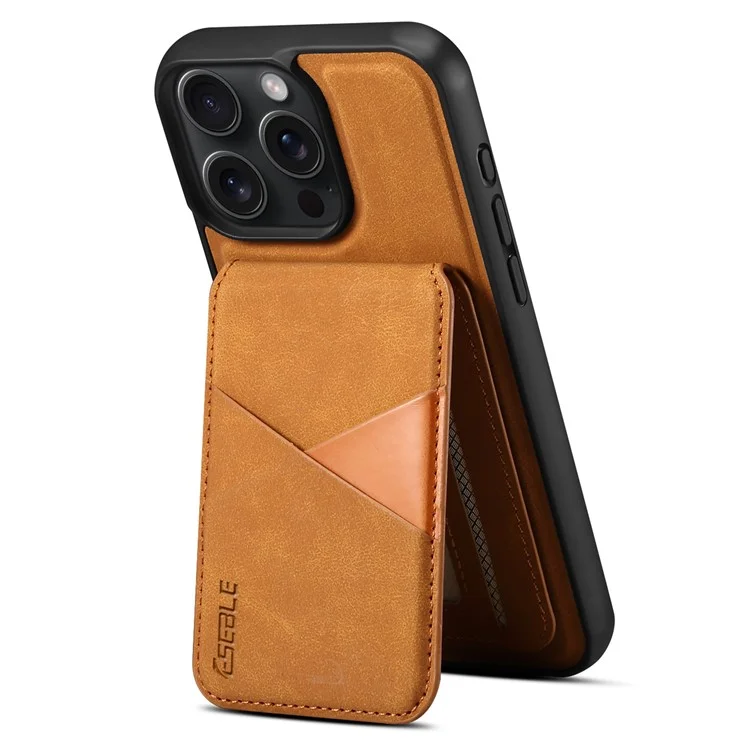 ESEBLE E2 Magnetische Hülle für iPhone 16 Pro Max mit RFID-Blockierung, Retro-Lederrückseite und abnehmbarem Kartenfach - Gelb