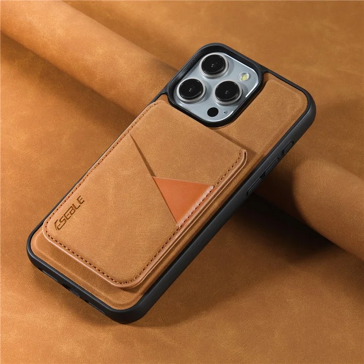 ESEBLE E2 Magnetische Hülle für iPhone 16 Pro Max mit RFID-Blockierung, Retro-Lederrückseite und abnehmbarem Kartenfach - Gelb