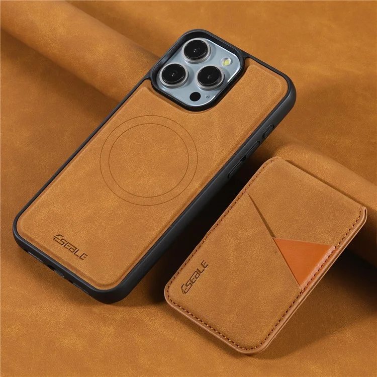 ESEBLE E2 Magnetische Hülle für iPhone 16 Pro Max mit RFID-Blockierung, Retro-Lederrückseite und abnehmbarem Kartenfach - Gelb