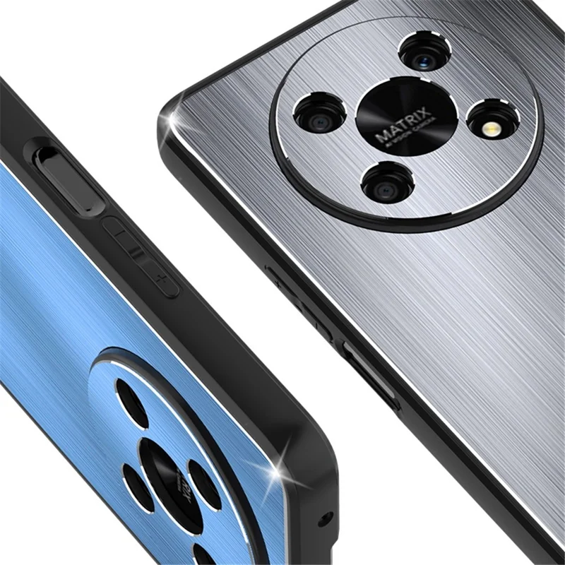 Shockproof Phone Case for Honor X30 5G, Brushed Aluminium Alloy and TPU Mobile Phone Back Shell Cover - Blue