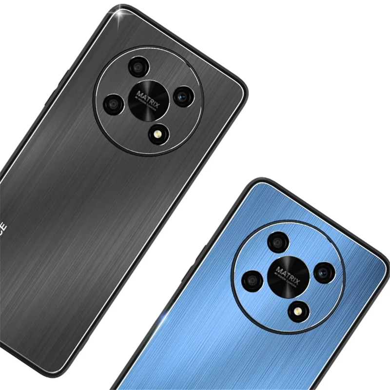 Shockproof Phone Case for Honor X30 5G, Brushed Aluminium Alloy and TPU Mobile Phone Back Shell Cover - Blue