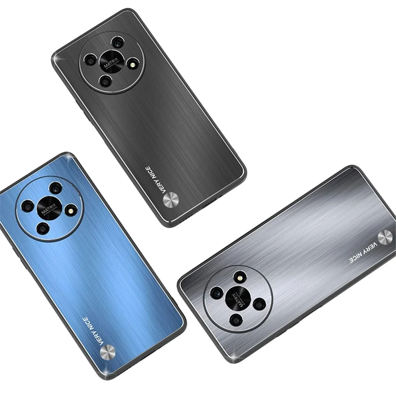 Shockproof Phone Case for Honor X30 5G, Brushed Aluminium Alloy and TPU Mobile Phone Back Shell Cover - Blue