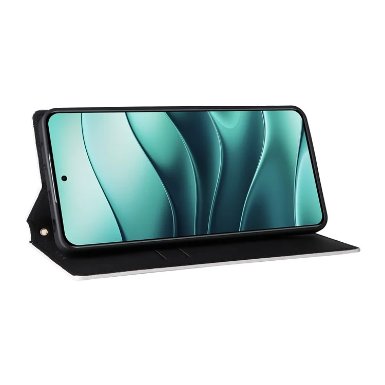 Für Xiaomi Redmi Note 14 4G / 5G Wallet Case Rhombus geprägt Leder Handyhülle - Silber