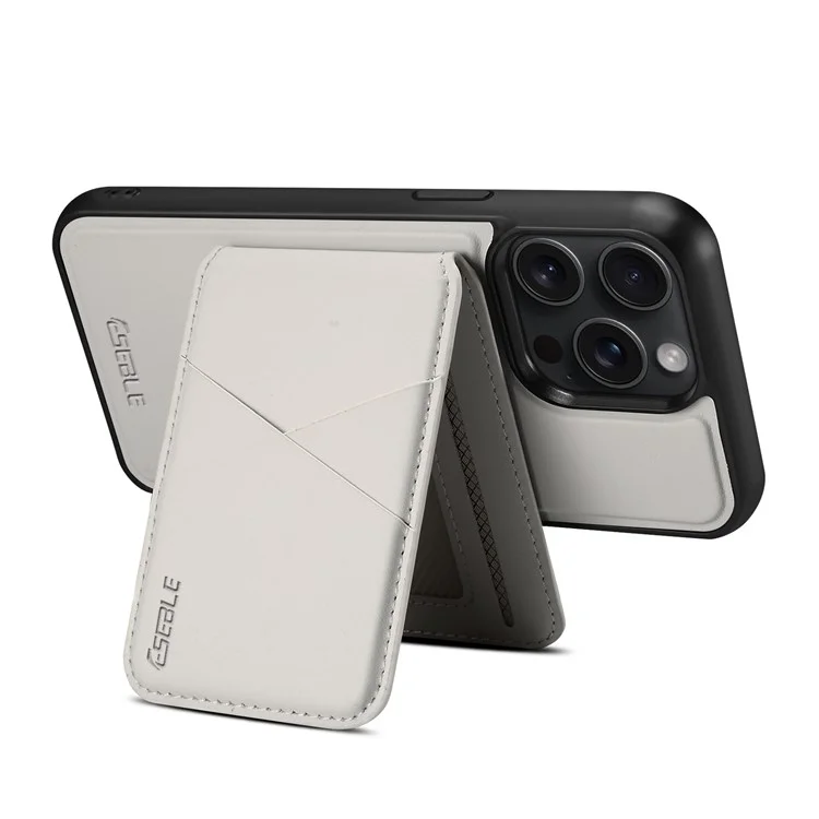 ESEBLE E3 Magnetische Hülle für iPhone 15 Pro Max mit abnehmbarem Kartenfach aus Leder + TPU RFID-blockierender Handyhülle - Weiß