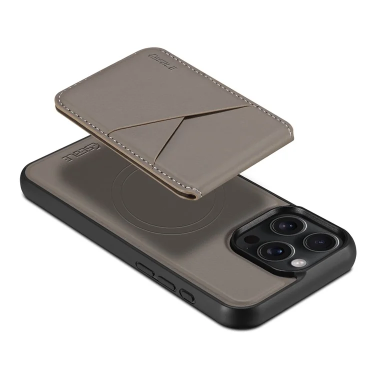 ESEBLE E3 Magnetische Hülle für iPhone 15 Pro mit abnehmbarem Kartenfach, Leder + TPU, RFID-blockierend - Grau