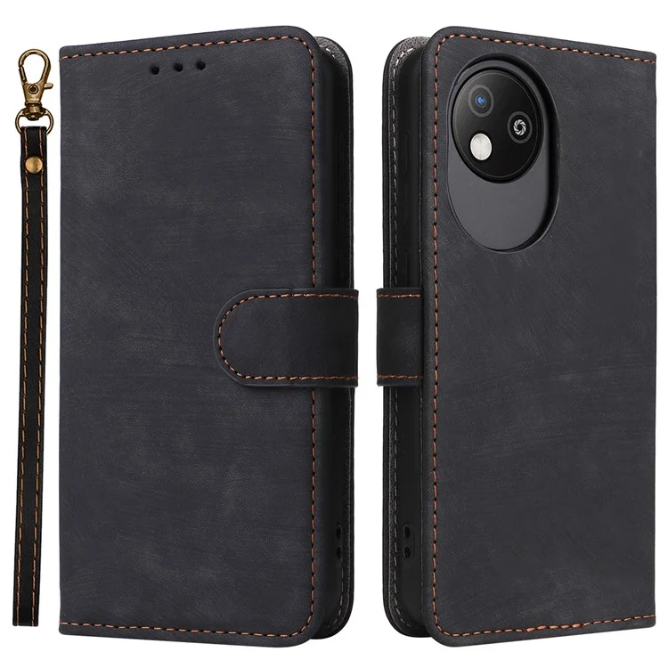Funda tipo cartera para ZTE Blade A35 Lite / A35 Core con bloqueo RFID, de piel sintética, con función atril - Negro