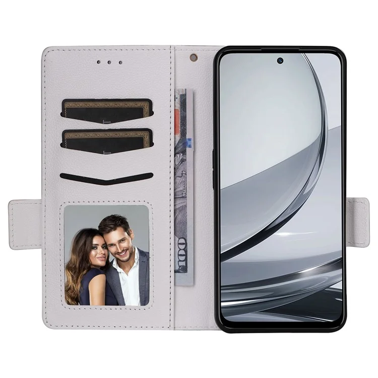 For ZTE nubia Focus Pro Case Litchi Texture PU Leather Wallet Flip Phone Cover - Weiß