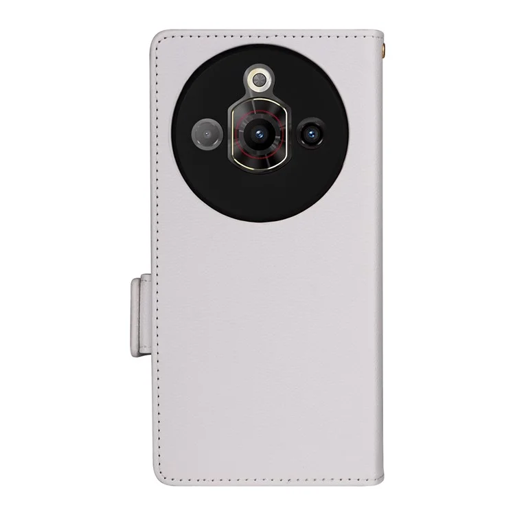 For ZTE nubia Focus Pro Case Litchi Texture PU Leather Wallet Flip Phone Cover - Weiß