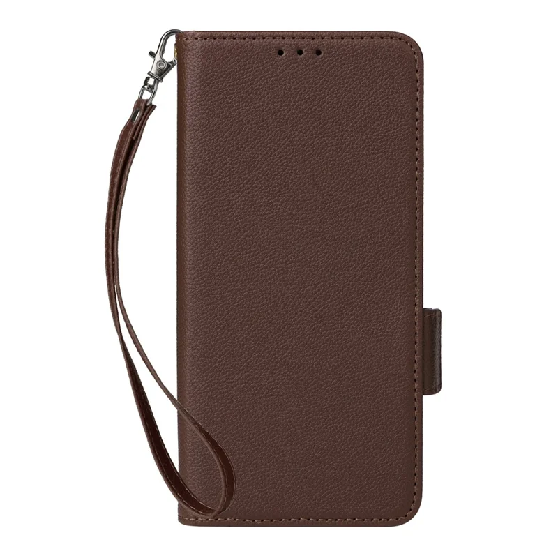 For ZTE nubia Focus Pro Case with Wrist Strap Litchi Texture PU Leather Wallet Phone Cover - Brown