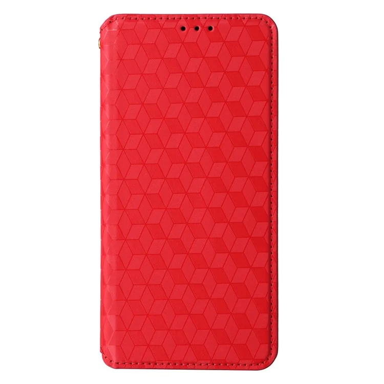 Für ZTE nubia Focus Pro Wallet Case Rhombus geprägte Leder Handyhülle - Rot