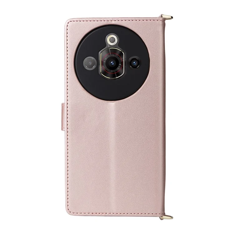 Für ZTE nubia Focus Pro Brieftasche mit Schultergurt Lederhülle - Pink