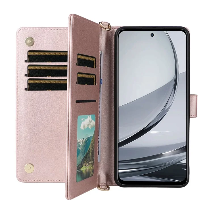 Für ZTE nubia Focus Pro Brieftasche mit Schultergurt Lederhülle - Pink