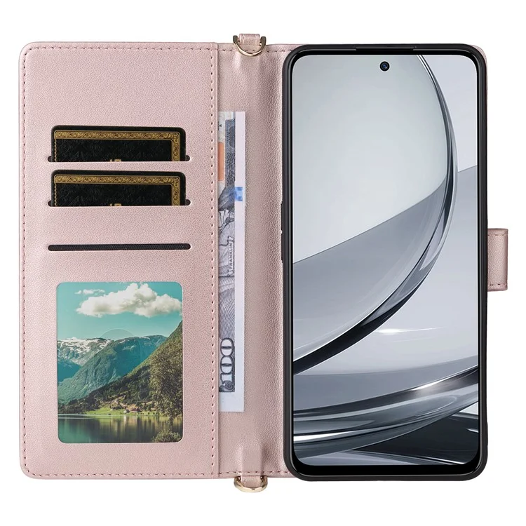 Für ZTE nubia Focus Pro Brieftasche mit Schultergurt Lederhülle - Pink