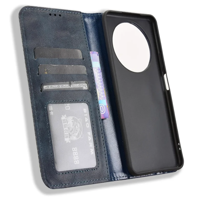 For Honor X9c Smart 5G / X60 5G Leather Case Wallet Stand Retro Texture Phone Cover - Blue