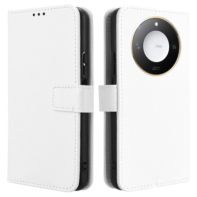 For Honor X60 5G / X9c Smart 5G Hülle PU-Leder Diamantstruktur Brieftasche Handyhülle - Weiß