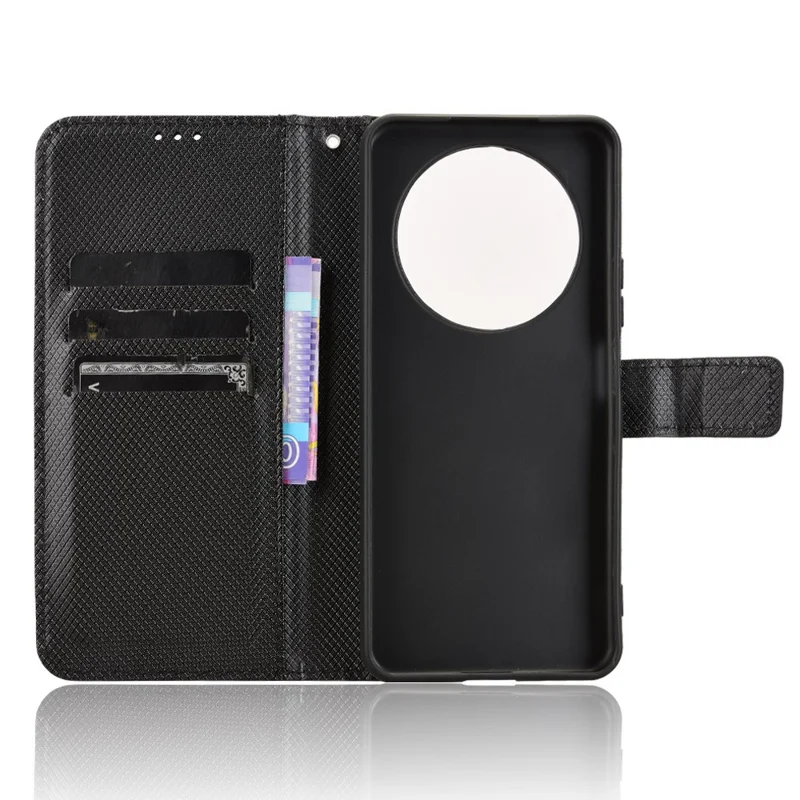 For Honor X60 5G / X9c Smart 5G Case PU Leather Diamond Texture Wallet Phone Cover - Black