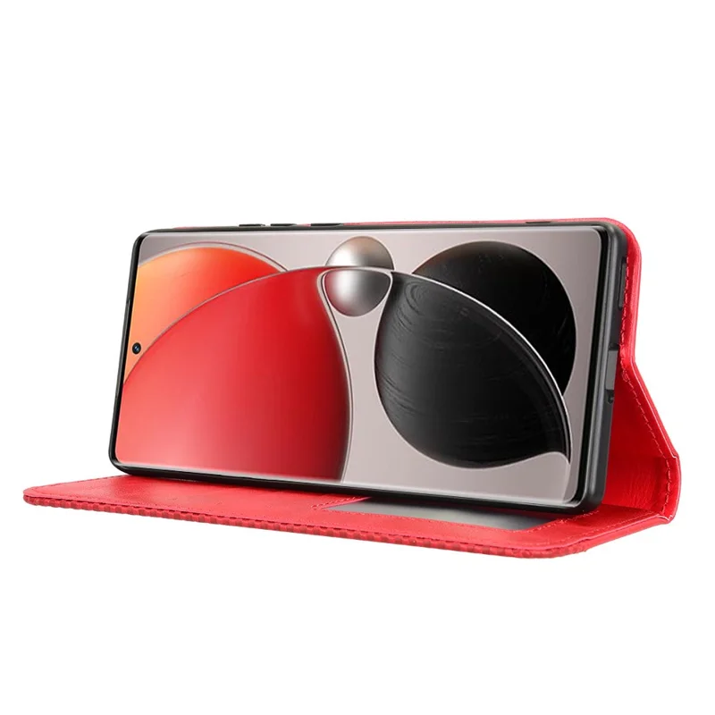 For itel S25 Ultra Leather Case Wallet Stand Retro Texture Phone Cover - Red