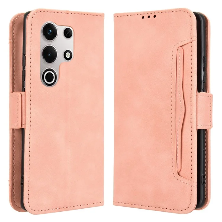 For itel S25 Ultra Leather Case Phone Wallet Cover with Multiple Card Slots - Pink