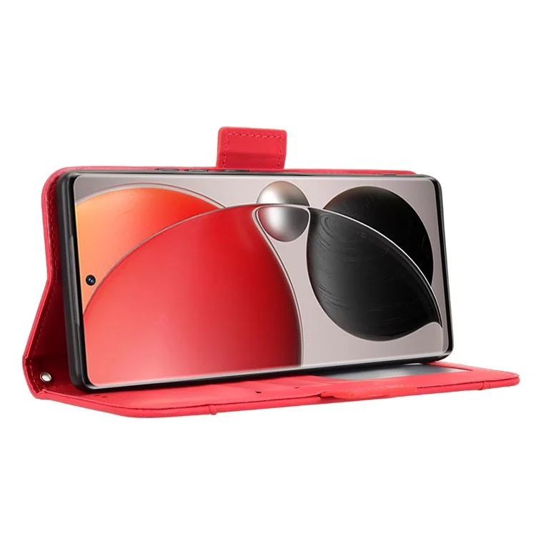 For itel S25 Ultra Leather Case Phone Wallet Cover with Multiple Card Slots - Red
