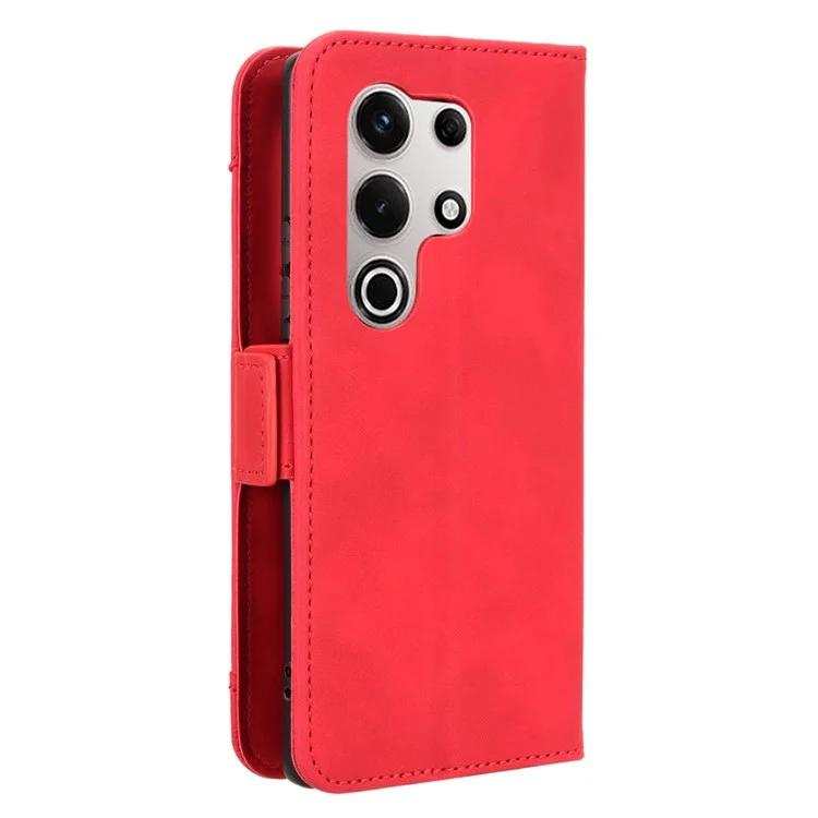 For itel S25 Ultra Leather Case Phone Wallet Cover with Multiple Card Slots - Red
