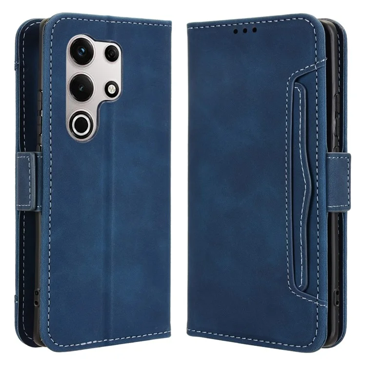 For itel S25 Ultra Leather Case Phone Wallet Cover with Multiple Card Slots - Blue