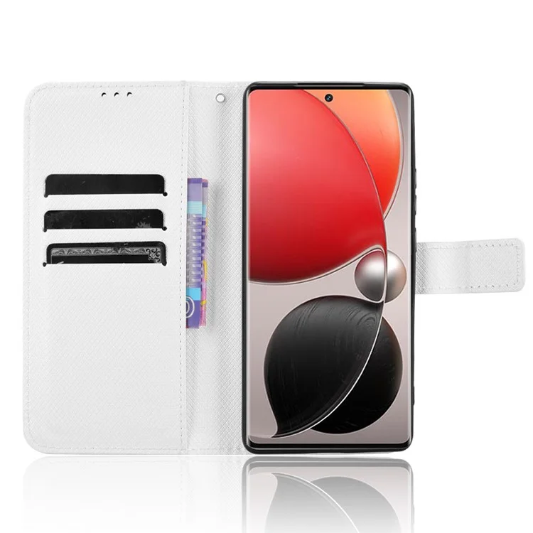 Für itel S25 Ultra Hülle PU-Leder Diamant-Textur Wallet Phone Cover - Weiß