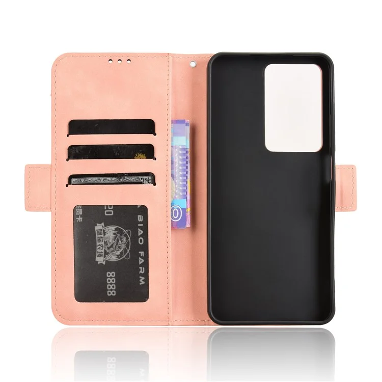Для Realme C75 кожаный чехол для телефона с несколькими слотами для карт - розовый