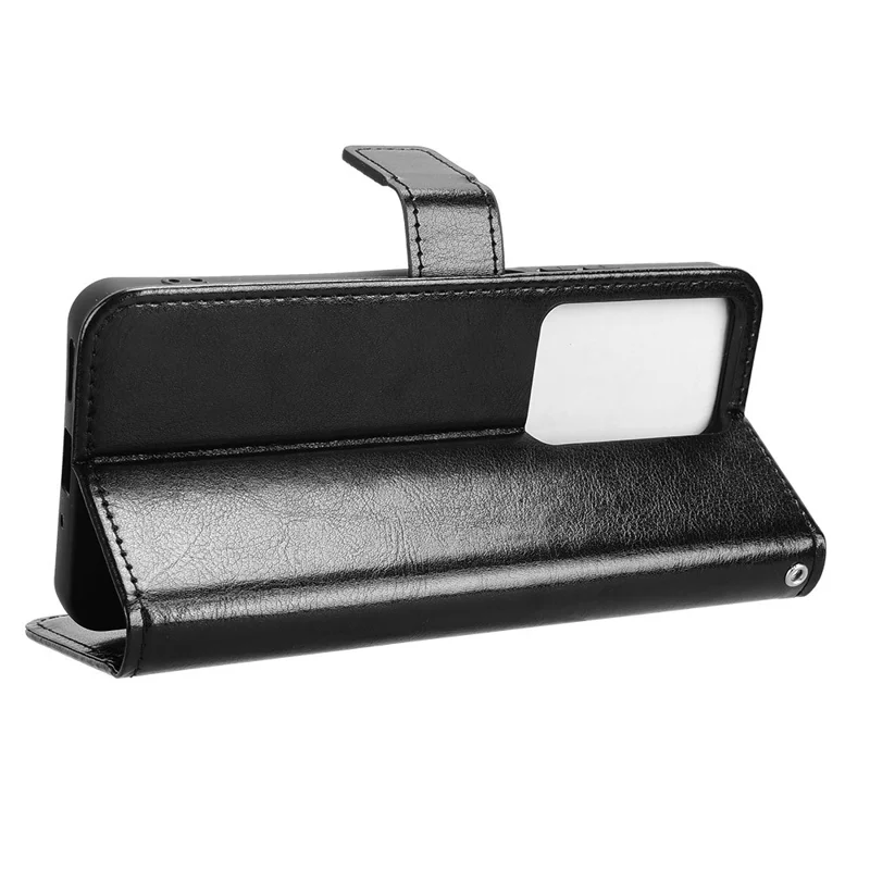 Funda para Realme C75 con textura de piel de caballo loco de PU, tapa de billetera para teléfono - Negro