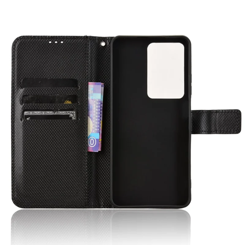 For Realme 14x 5G / C75 4G / V60 Pro 5G Case PU Leather Diamond Texture Wallet Phone Cover - Black