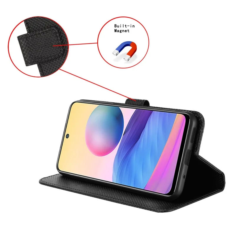 For Realme 14x 5G / C75 4G / V60 Pro 5G Case PU Leather Diamond Texture Wallet Phone Cover - Black