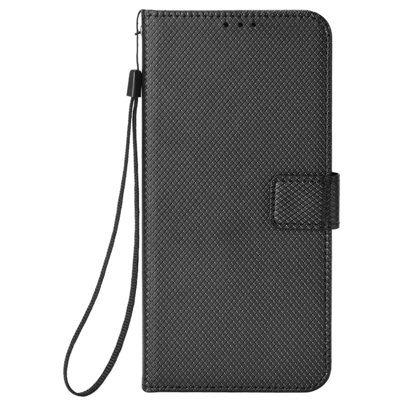 For Realme 14x 5G / C75 4G / V60 Pro 5G Case PU Leather Diamond Texture Wallet Phone Cover - Black