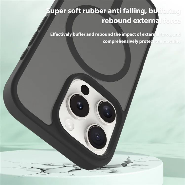 Para iPhone 16 Pro Compatível com MagSafe Capa de telefone com moldura de TPU e parte traseira de acrílico - Preto