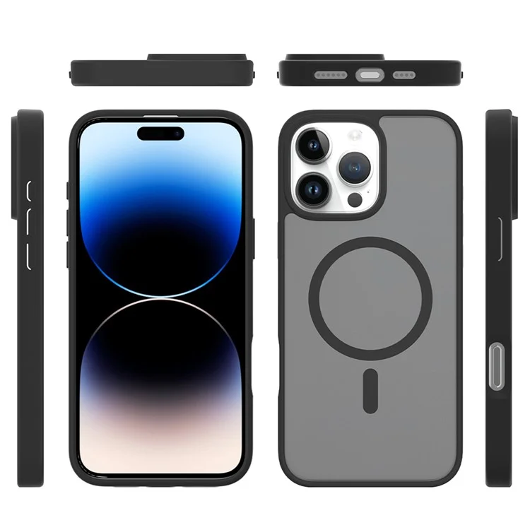 Para iPhone 16 Pro Compatível com MagSafe Capa de telefone com moldura de TPU e parte traseira de acrílico - Preto