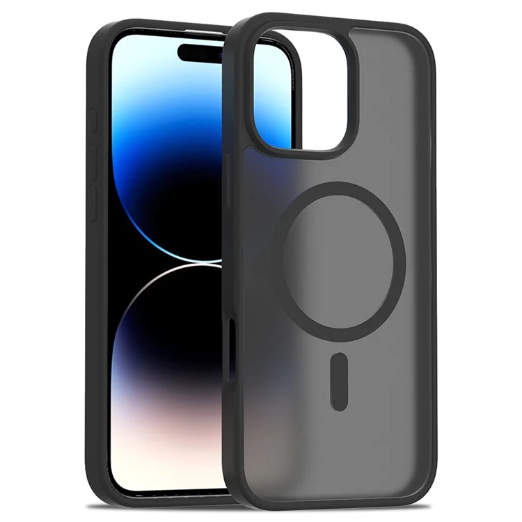 Étui de protection pour iPhone 16 Pro Max compatible avec MagSafe, avec cadre en TPU et dos en acrylique - Noir