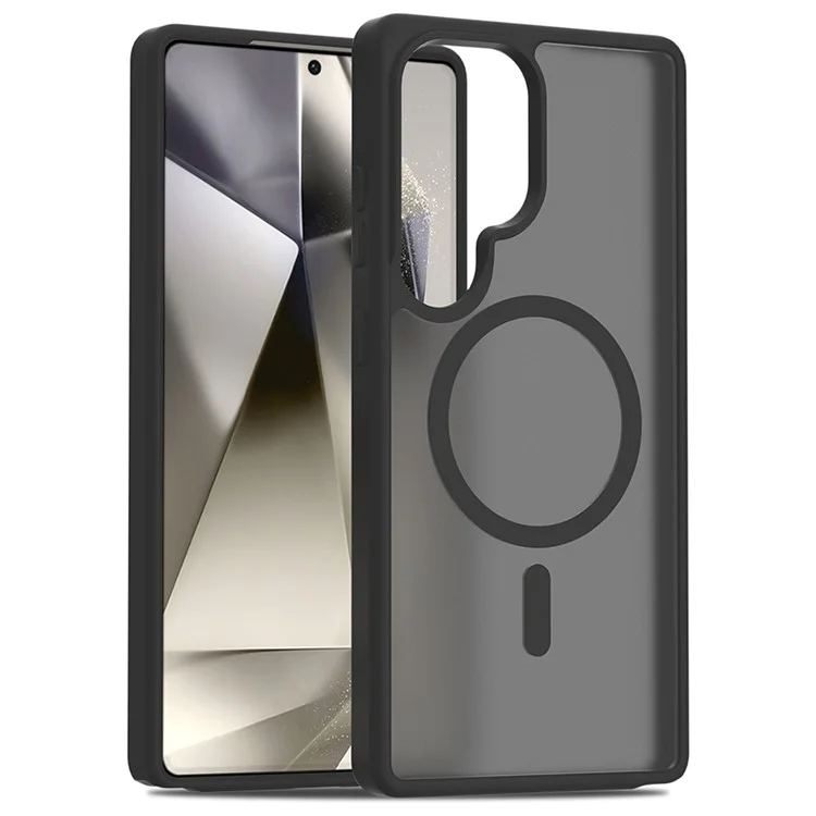 Capa para Samsung Galaxy S25 Ultra compatível com MagSafe, estrutura de TPU e tampa traseira acrílica - Preta