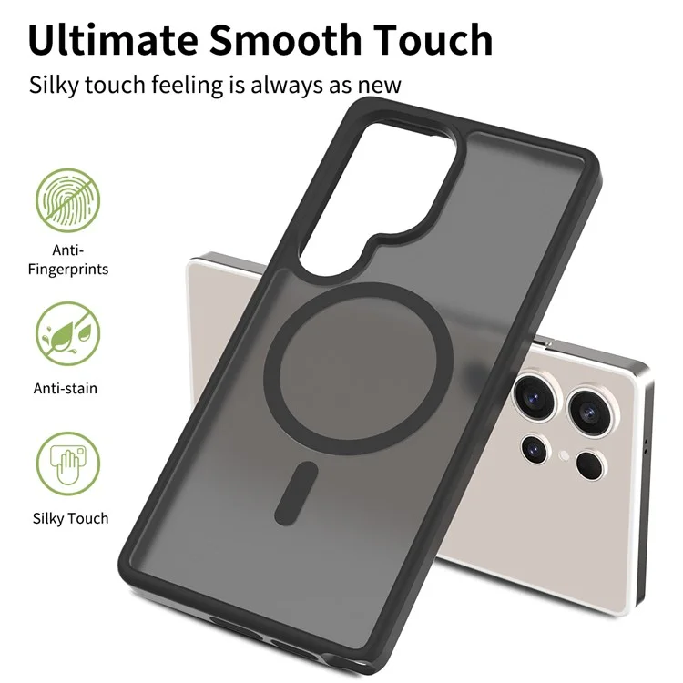 Capa para Samsung Galaxy S25 Ultra compatível com MagSafe, estrutura de TPU e tampa traseira acrílica - Preta