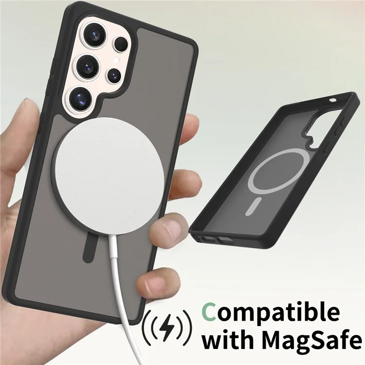 Capa para Samsung Galaxy S25 Ultra compatível com MagSafe, estrutura de TPU e tampa traseira acrílica - Preta