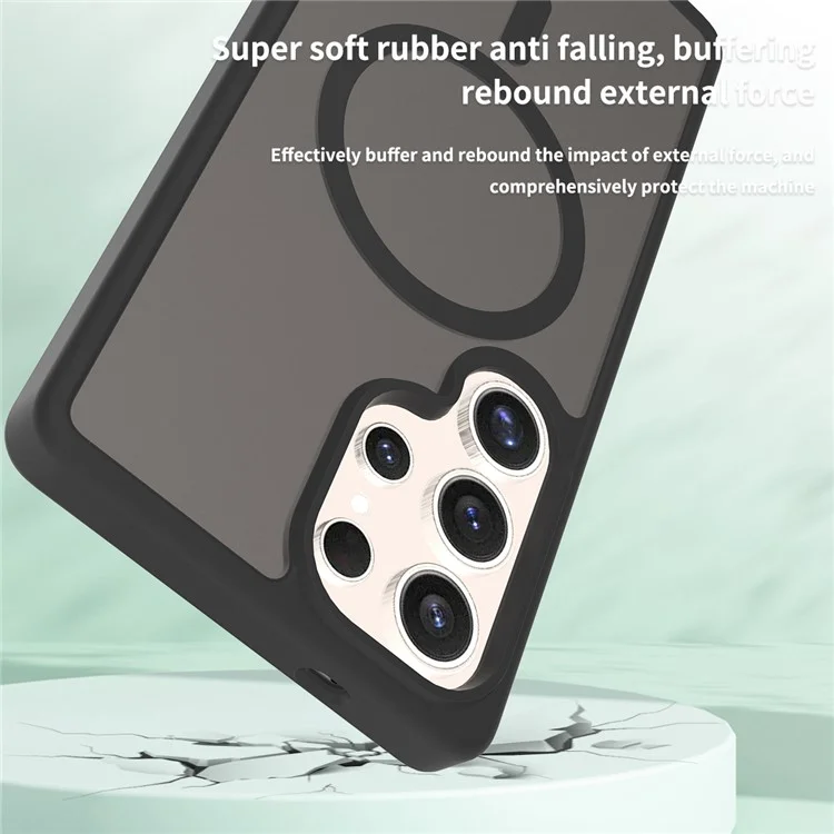 Capa para Samsung Galaxy S25 Ultra compatível com MagSafe, estrutura de TPU e tampa traseira acrílica - Preta