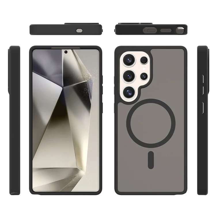 Capa para Samsung Galaxy S25 Ultra compatível com MagSafe, estrutura de TPU e tampa traseira acrílica - Preta