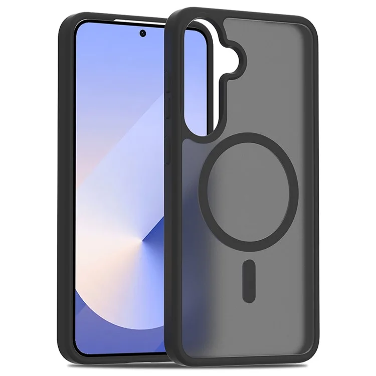 Capa compatível com Samsung Galaxy S25+ / S24+ com estrutura TPU MagSafe e tampa traseira de acrílico - Preta