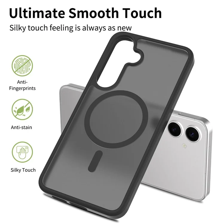 Capa compatível com Samsung Galaxy S25+ / S24+ com estrutura TPU MagSafe e tampa traseira de acrílico - Preta