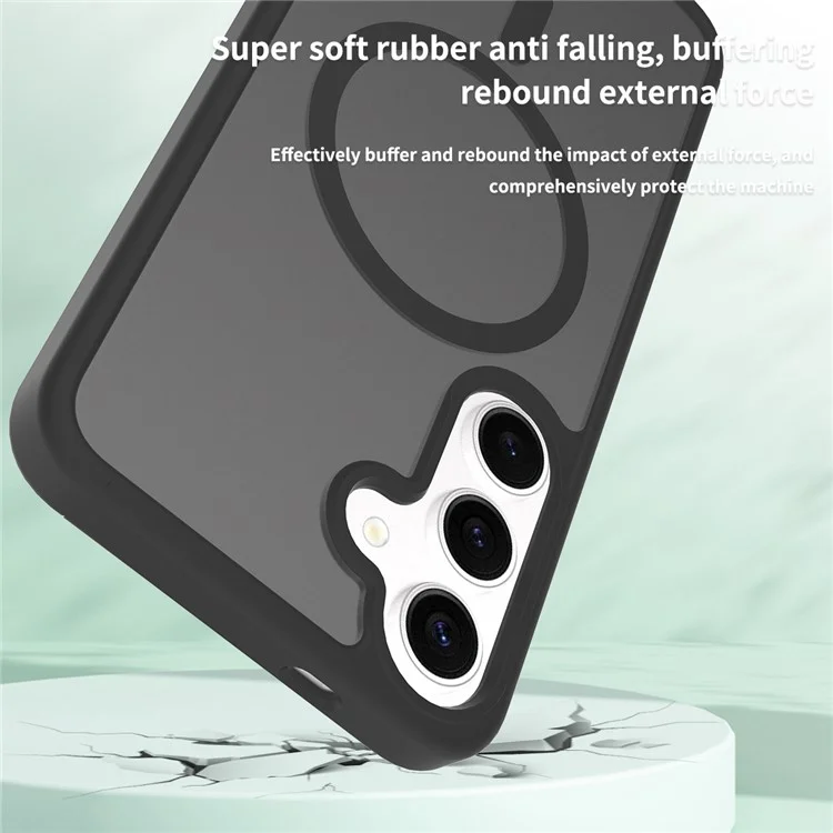 Capa compatível com Samsung Galaxy S25+ / S24+ com estrutura TPU MagSafe e tampa traseira de acrílico - Preta