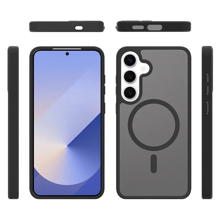 Capa compatível com Samsung Galaxy S25+ / S24+ com estrutura TPU MagSafe e tampa traseira de acrílico - Preta