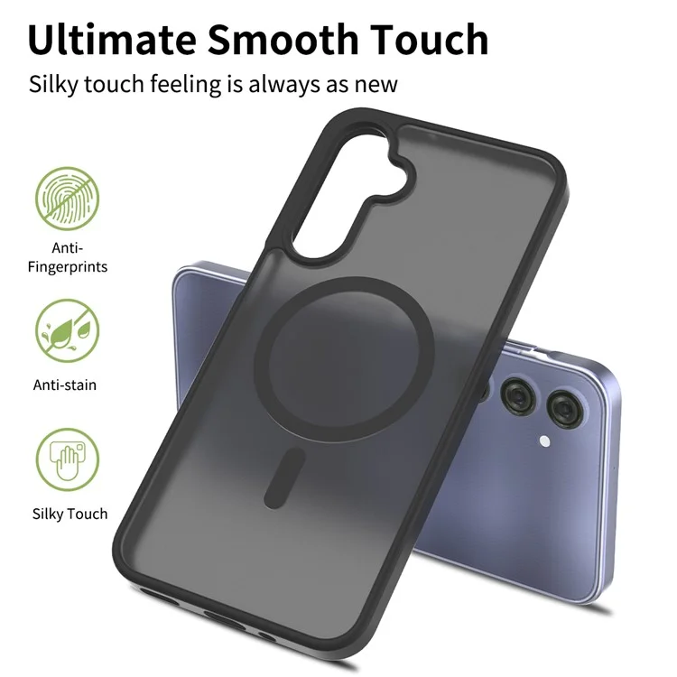 Coque pour Samsung Galaxy A16 5G / A16 4G compatible avec MagSafe, cadre en TPU, dos en acrylique, protection d'écran tactile - Noir