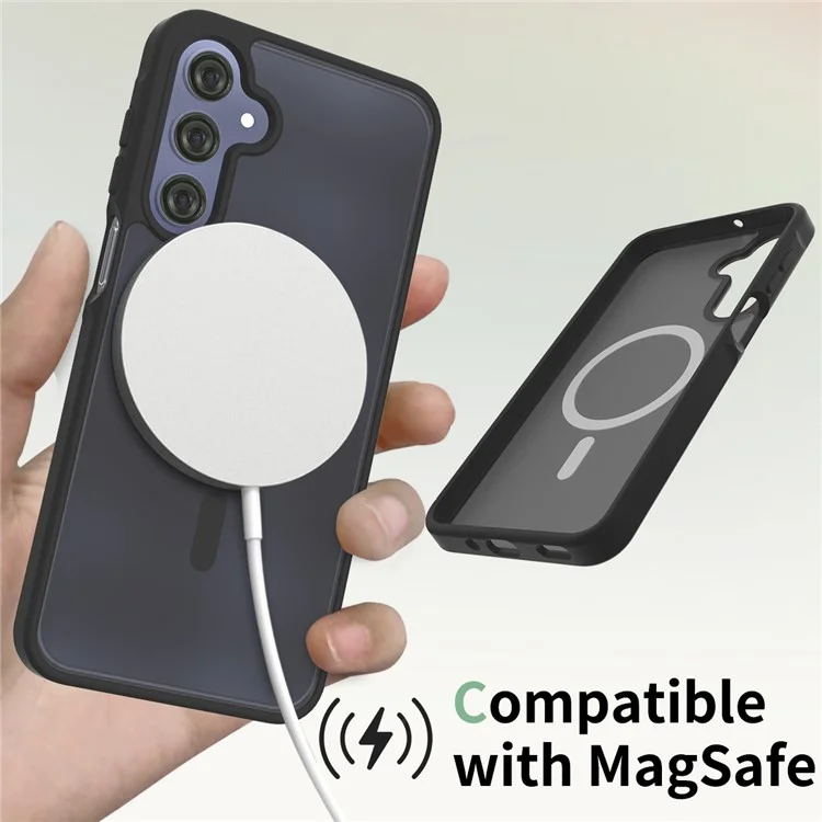 Coque pour Samsung Galaxy A16 5G / A16 4G compatible avec MagSafe, cadre en TPU, dos en acrylique, protection d'écran tactile - Noir