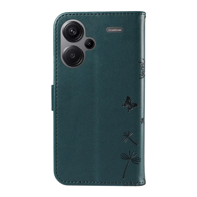 Чехол-книжка для Xiaomi Redmi Note 13 Pro+ 5G из кожи с рисунком одуванчика - синий